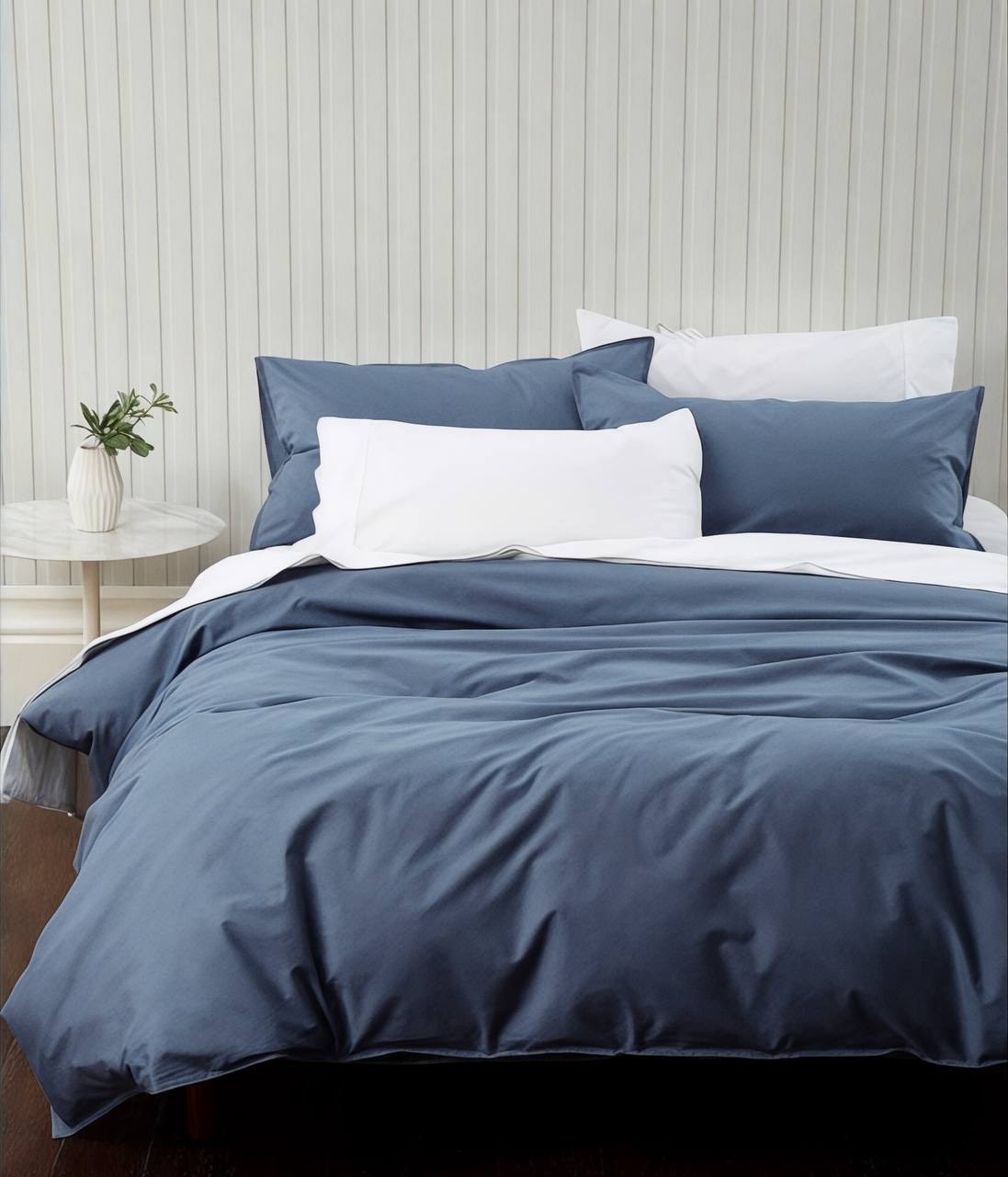 Постільна білизна з ранфорсу, колір Джинс&Білий