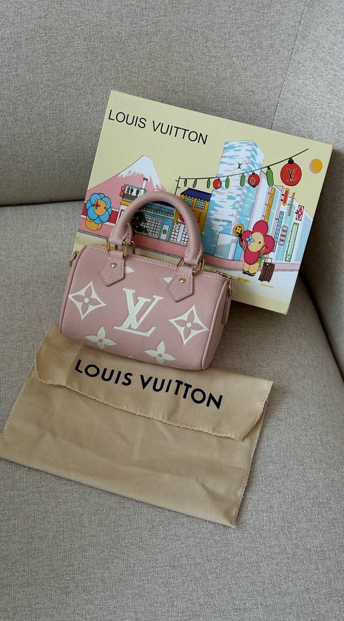 LV Louis Vuitton Speedy Nano Monogram Empreinte Leather Rose