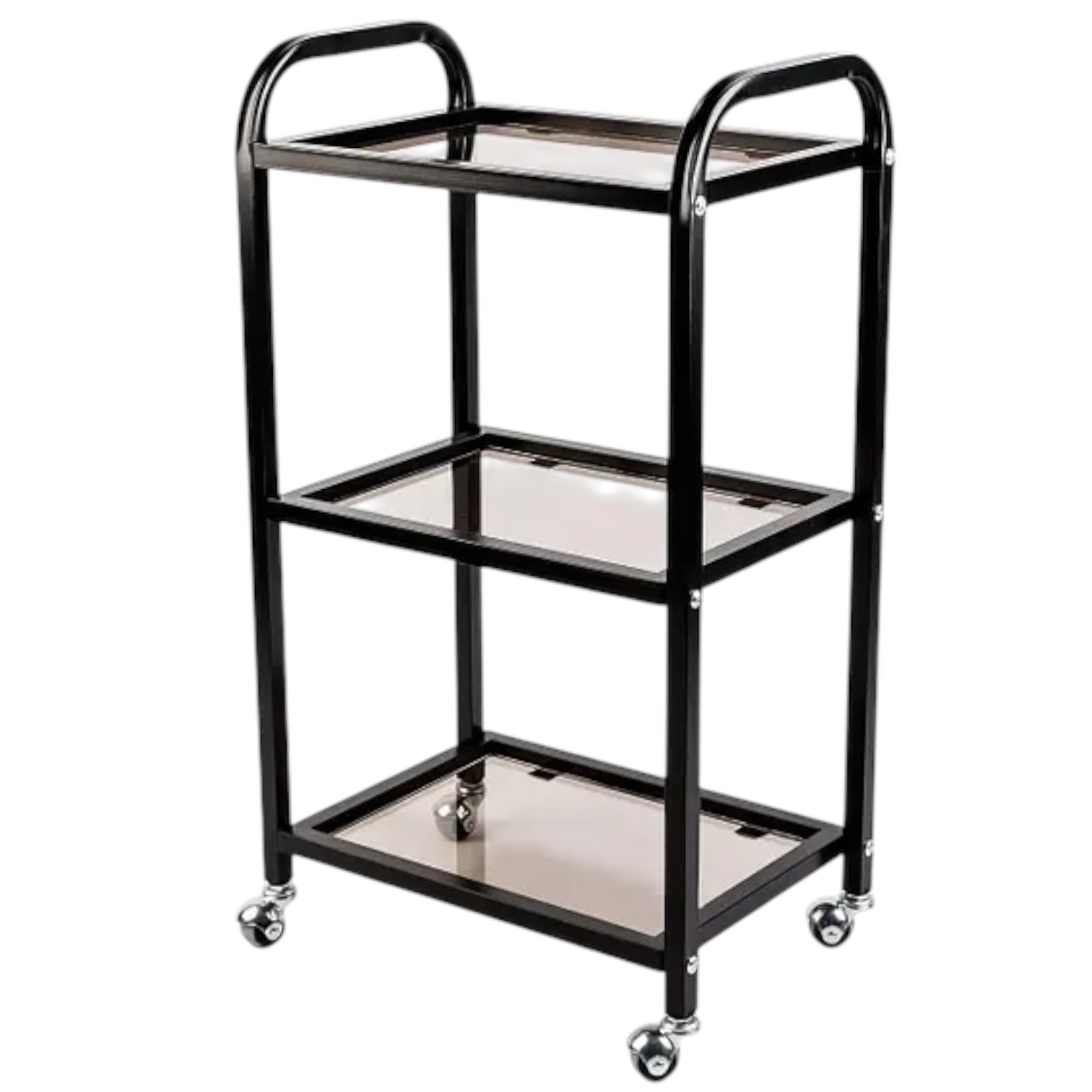 Візок косметологічний маніпуляційний з трьома полицями чорний