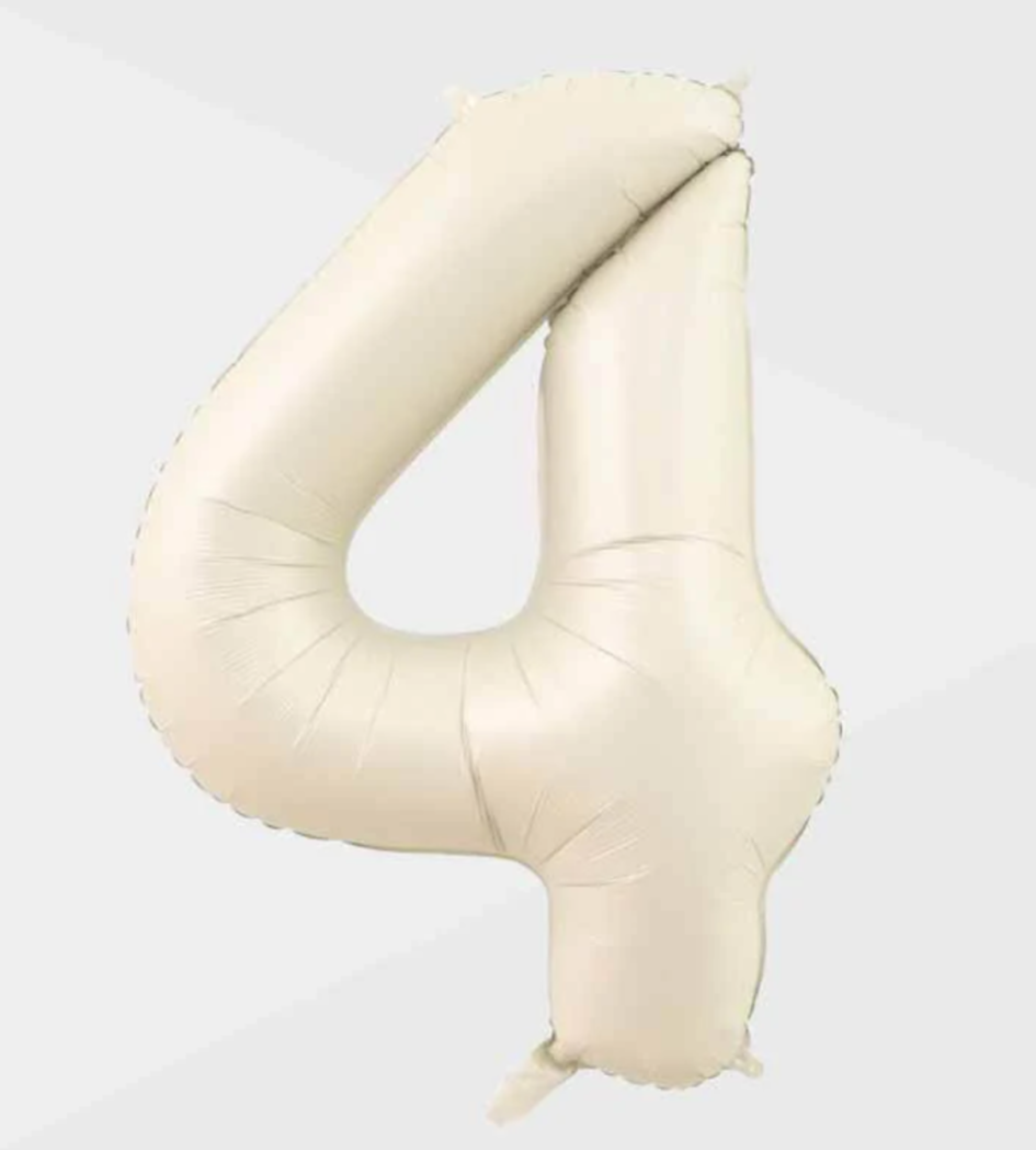 34 inch Number 4 Beige Helium Balloon