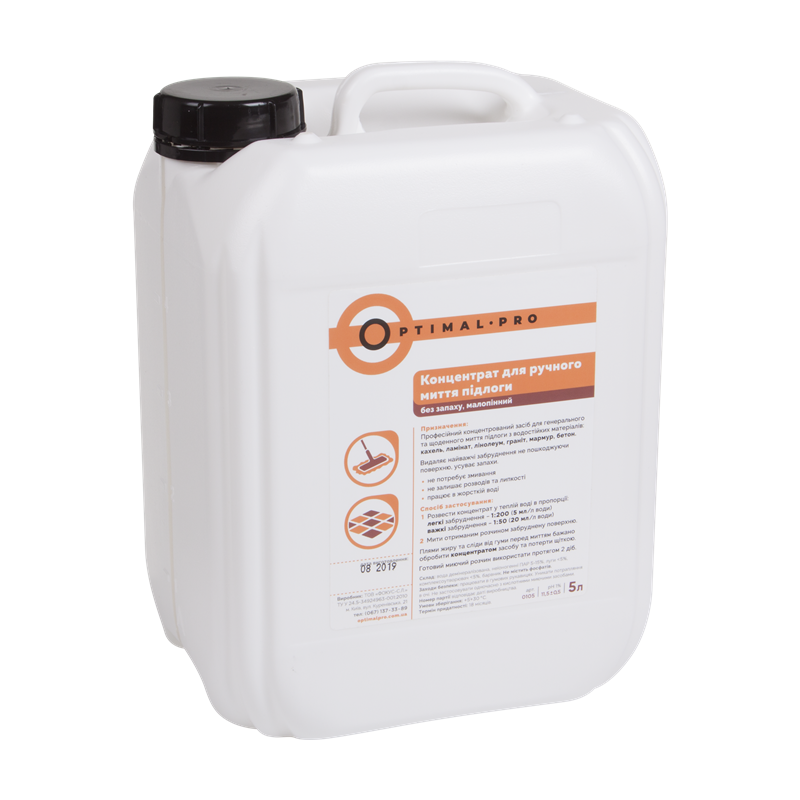 Концентрат 1:100 для миття підлоги ОПТОМ (5мл/1л води ). Руч, б/ зап, б/ фосфат, OPTIMAL-PRO, 5л
