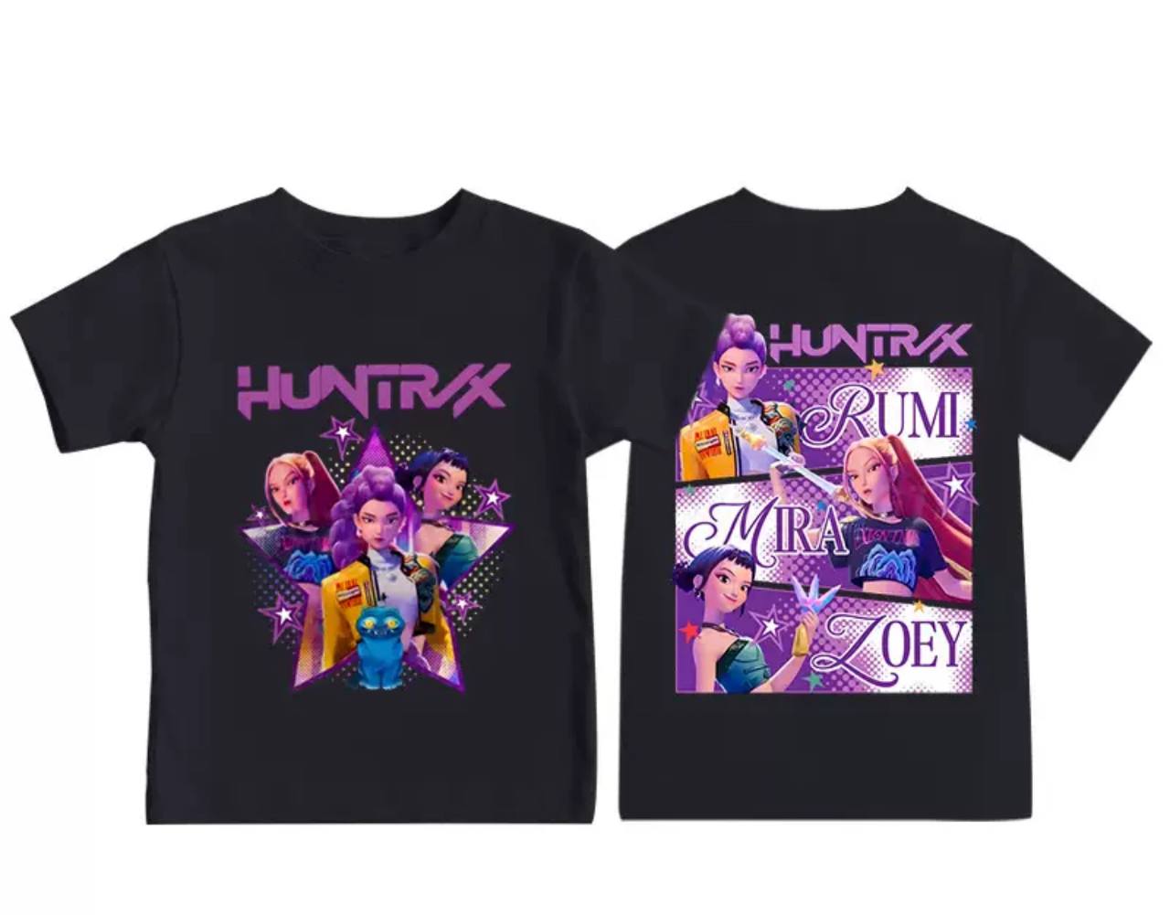 Футболка  чорна Кей поп мисливиці на демонів, Kpop Demon Hunters