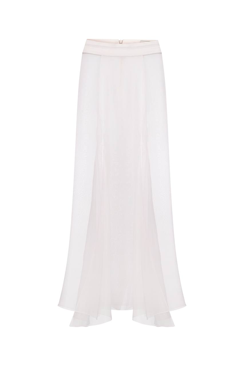 Double-Layered silk organza skirt with  slits