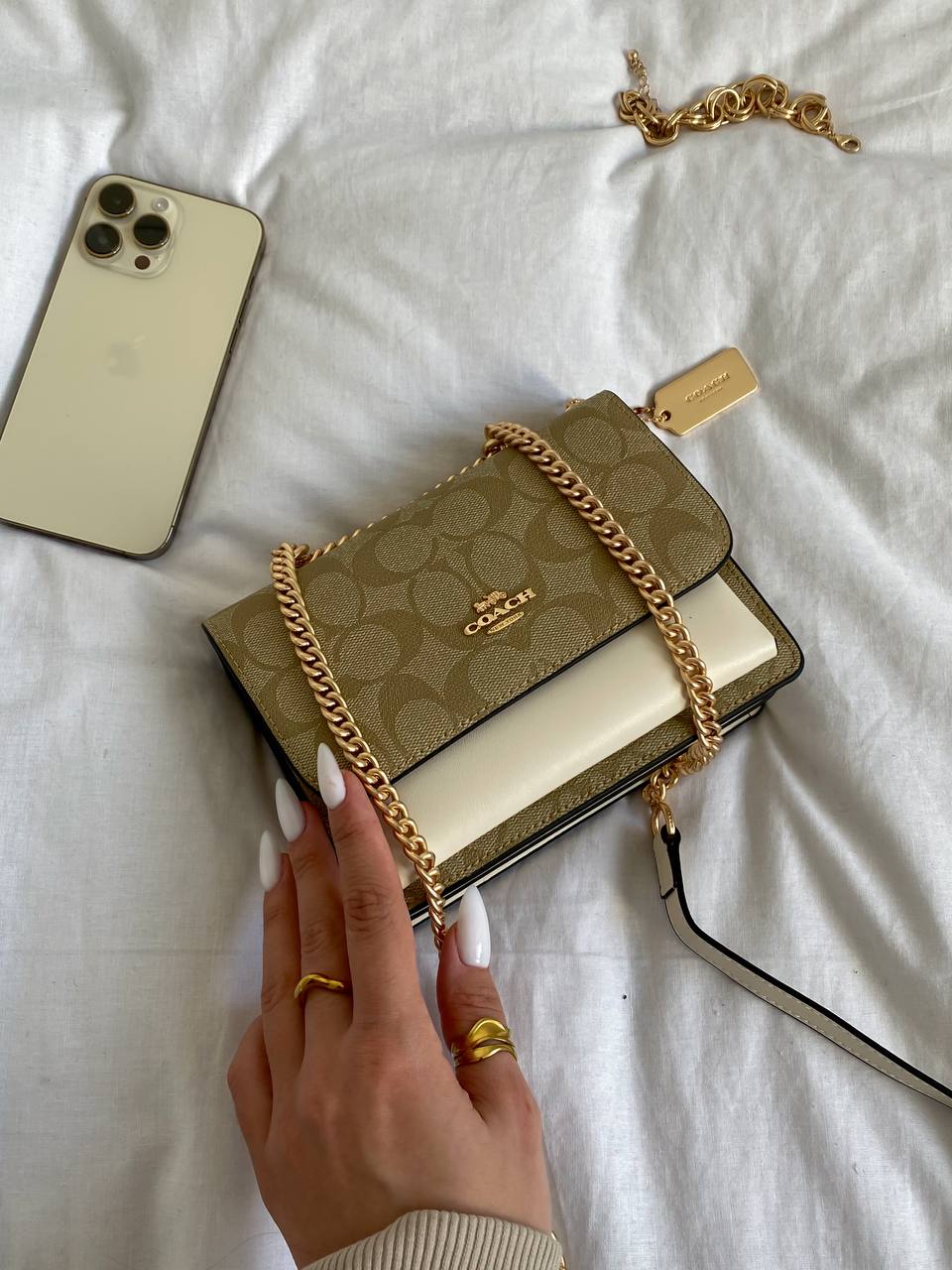 Coach Mini Klare Crossbody in Signature Canvas Beige/White