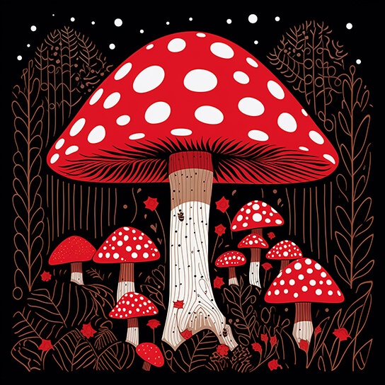 King amanita, 60x60 cm, original acrylic painting on canvas