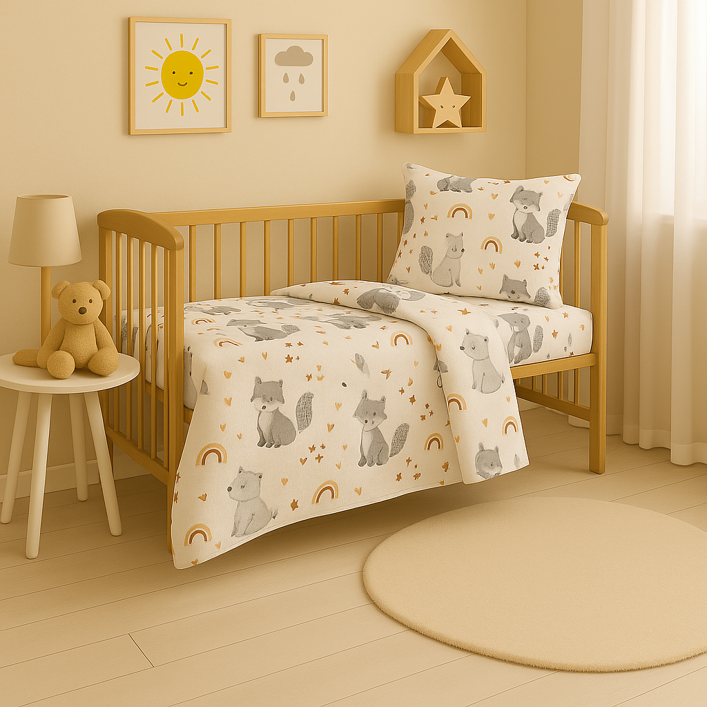 Дитяча постільна білизна з фланелі з малюнком 