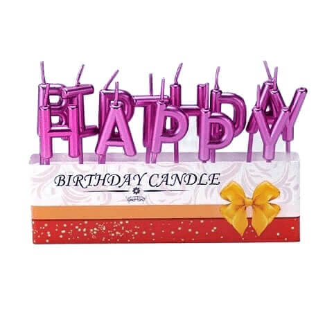 Свічки буквами Happy Birthday яскраво-рожеві
