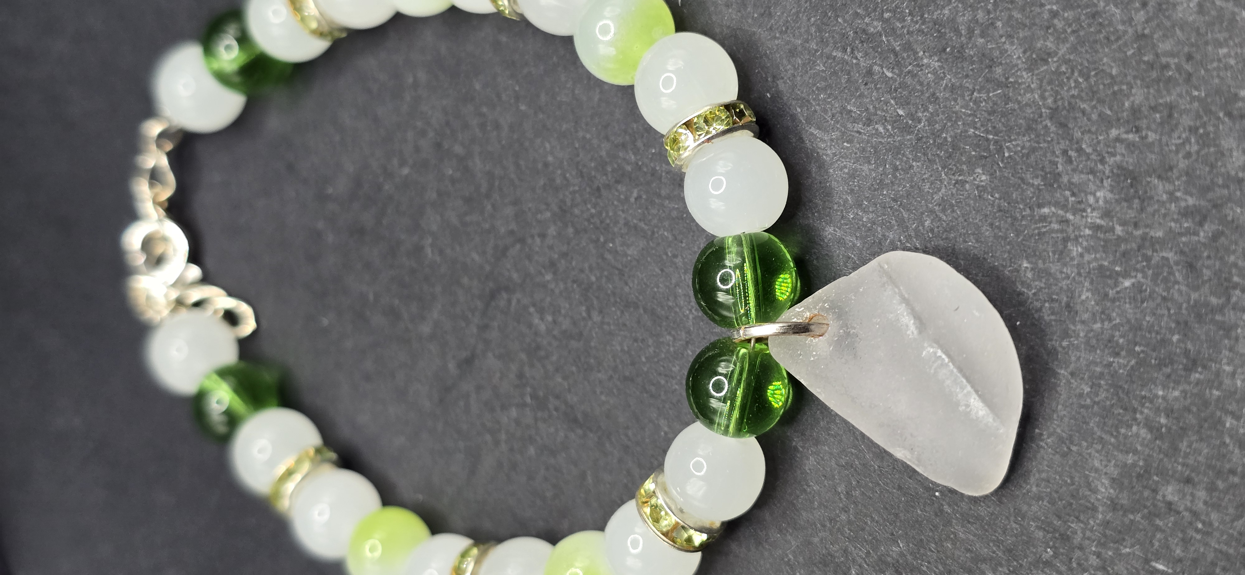 Green Sea Glass Beaded Bracelet
