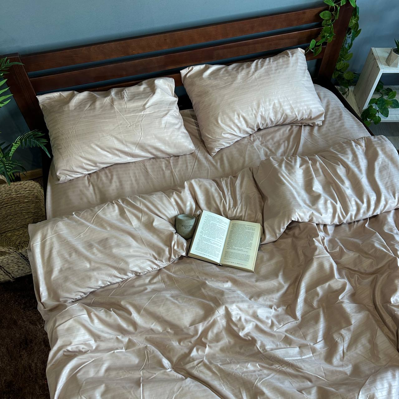 Постільна білизна в смужку Soft Бежева полісатин