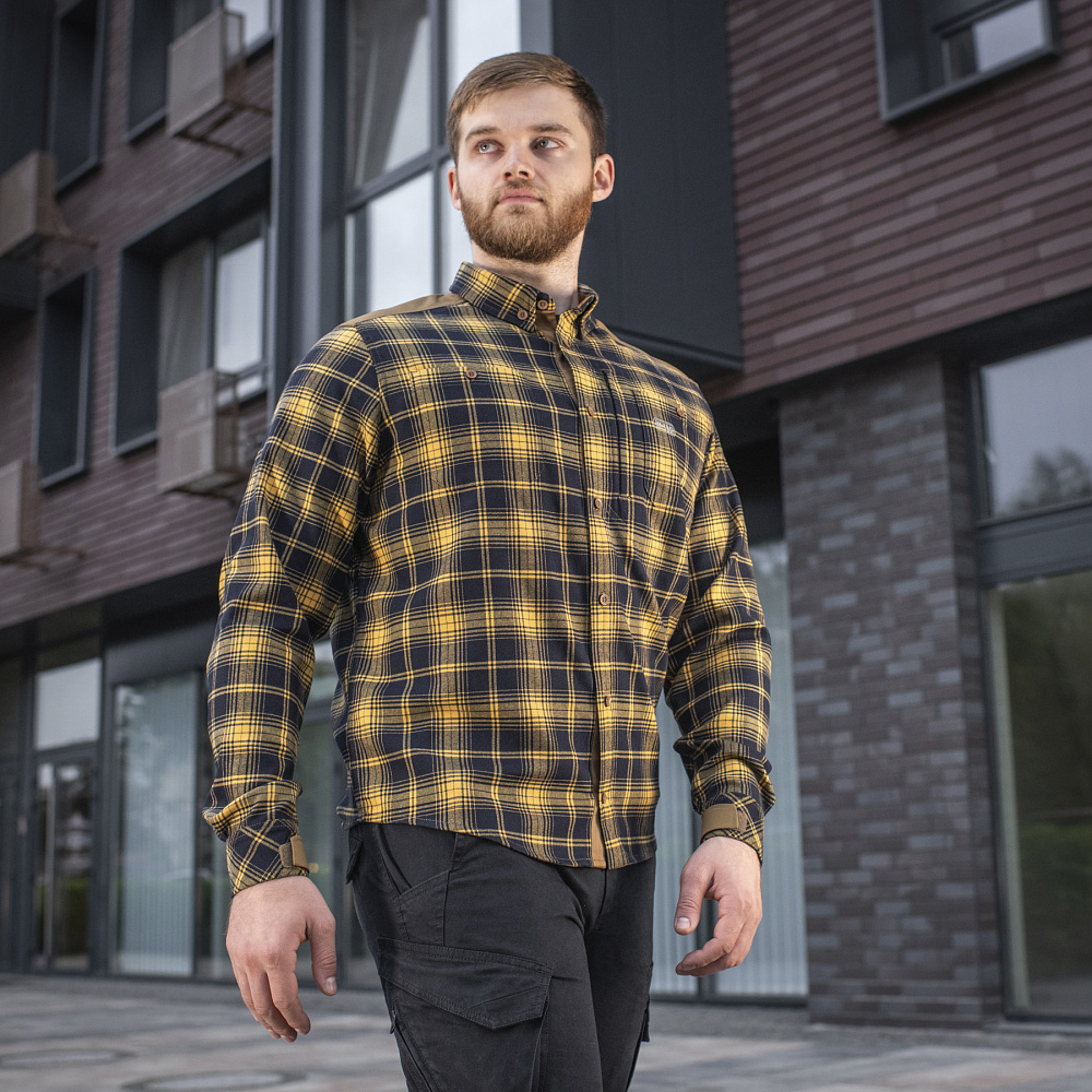 Універсальна тактична клітчаста сорочка "M-Tac Redneck Shirt Navy Blue/Yellow" від українського бренду "M-TAC".