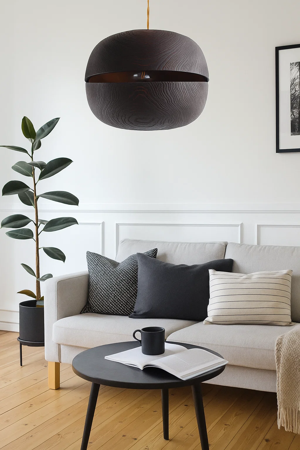 Оригінальна велика чорна люстра з дуба