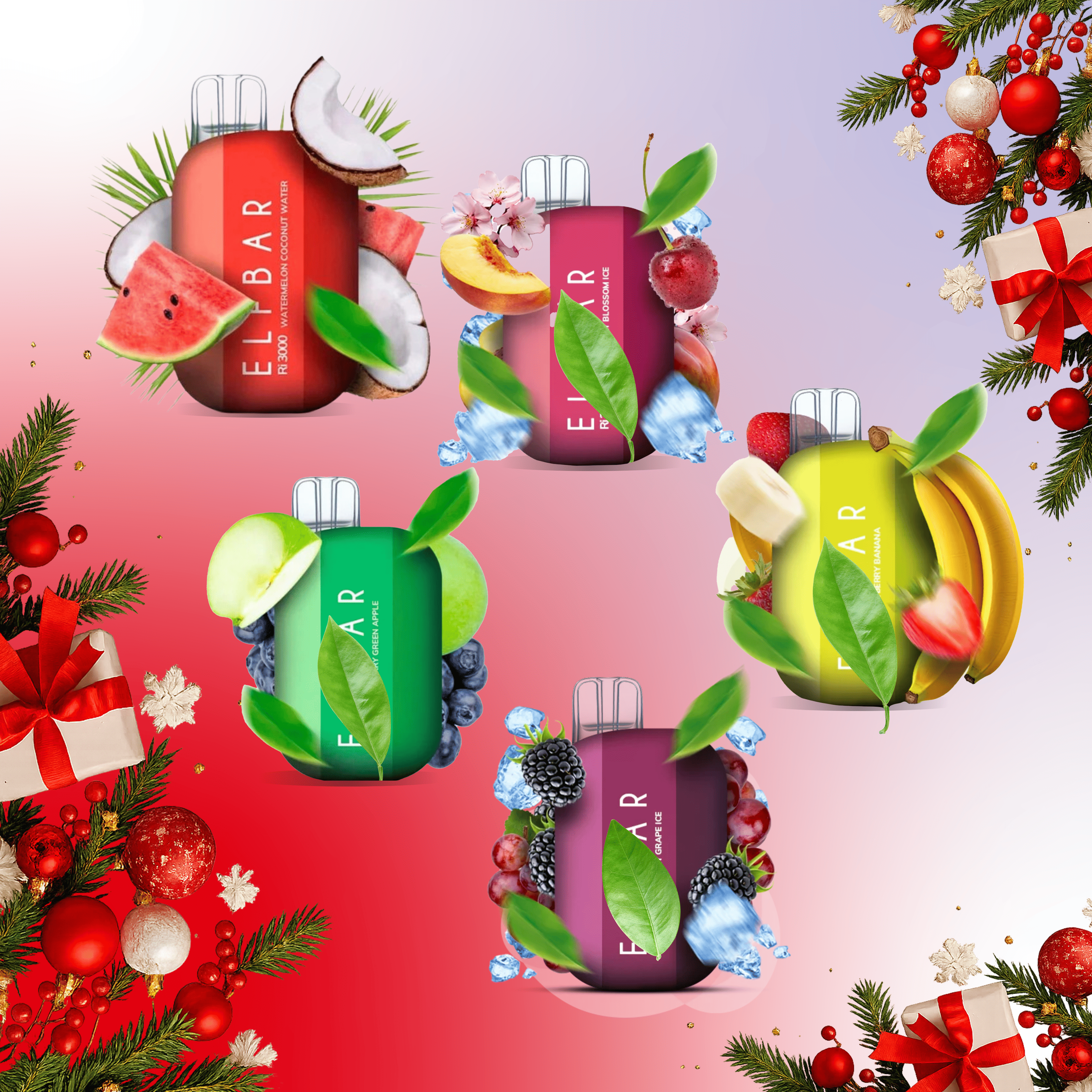 Новорічний Акційний Набір ELF BAR RI 3000 5 шт 🎁🎄