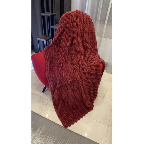 Плед Шарпей королівський смуга 5,5 см двоспальний. Бордо