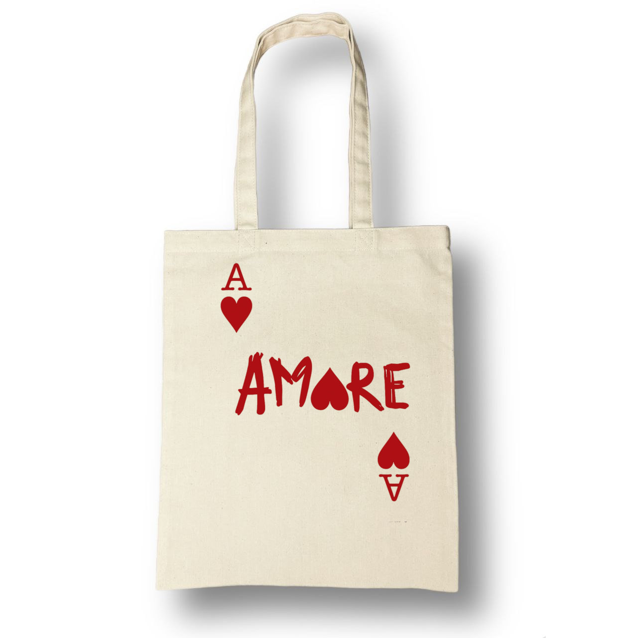 Шопер бежевий (натуральний колір) класичний з принтом "АМОРЕ"