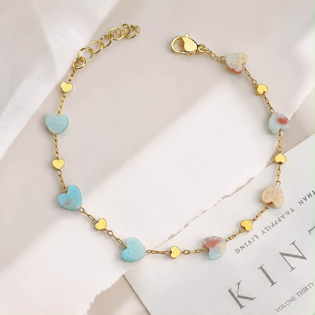Blue Jasper Heart Bracelet / Bransoletka z niebieskiego jaspisu