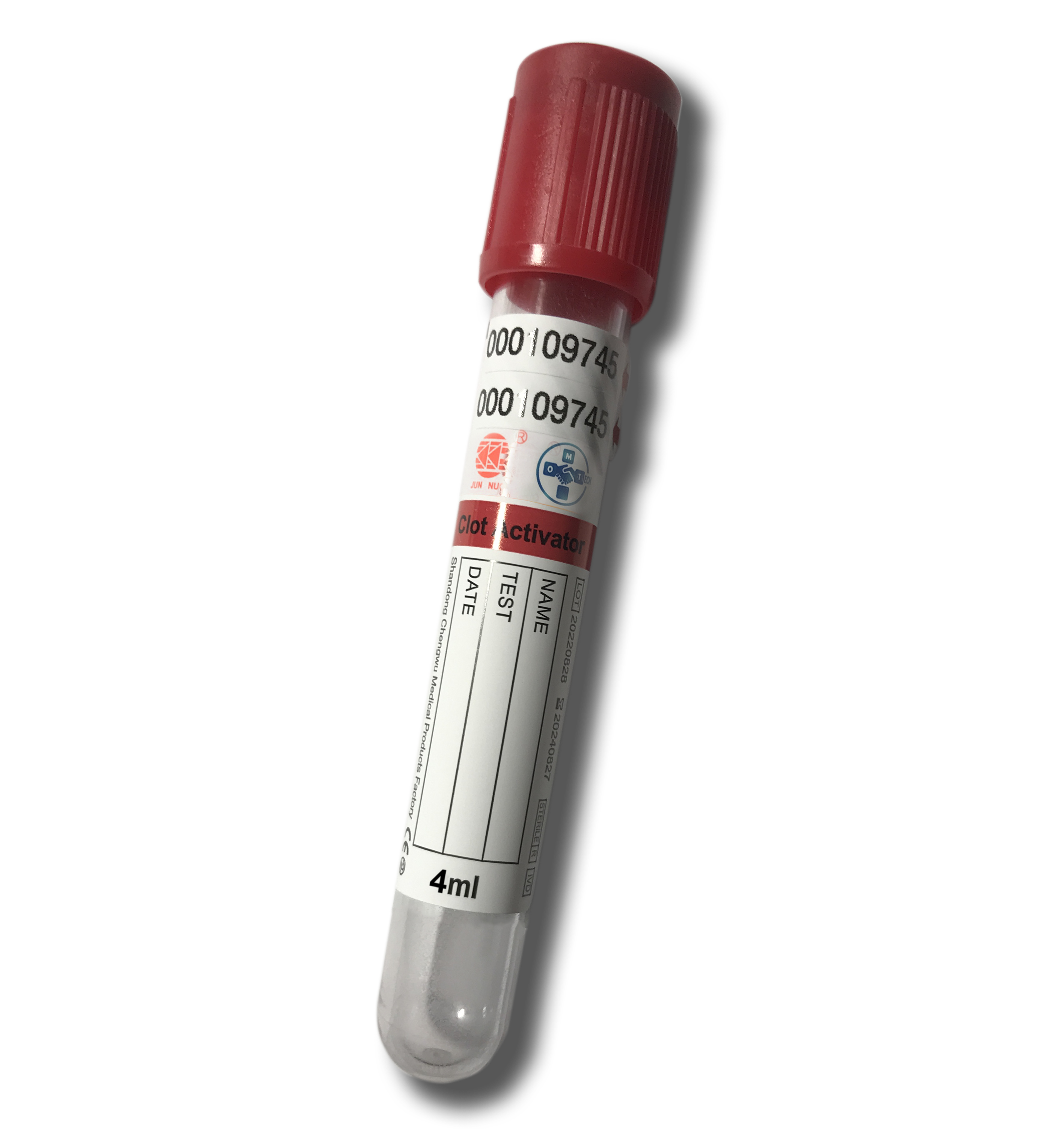 Пробірка 4/6/9 мл, вакуумна для забору крові з активатором згортання 13*75/13*100/16*100 мм, стерильна з червоною кришкою - 100 шт.
