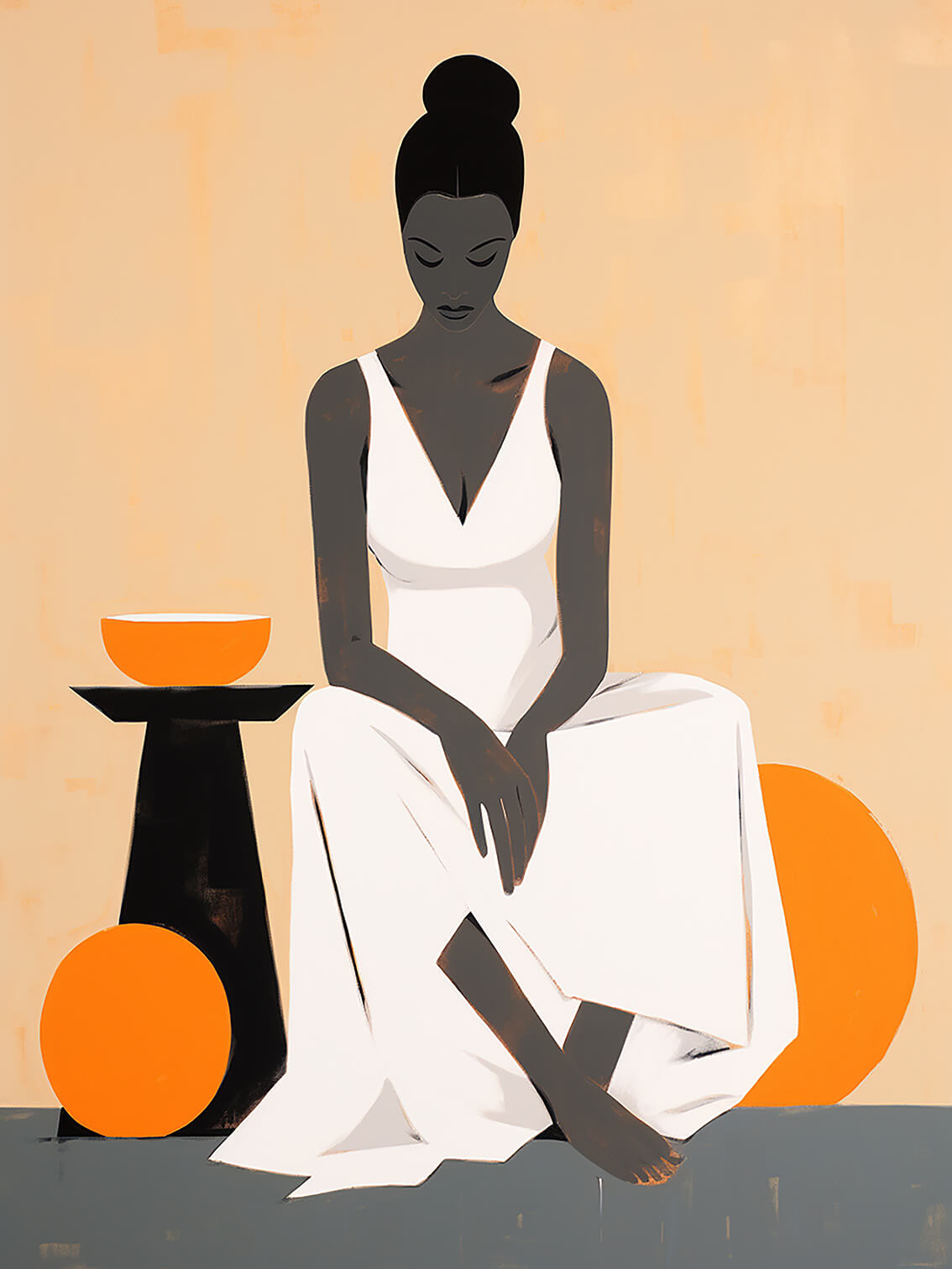 Woman in white, 60x80 cm, original acrylic painting on canvas