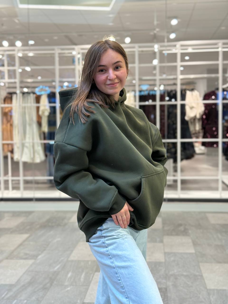 ХУДІ УТЕПЛЕНЕ ОВЕРСАЙЗ КОЛІР ХАКІ