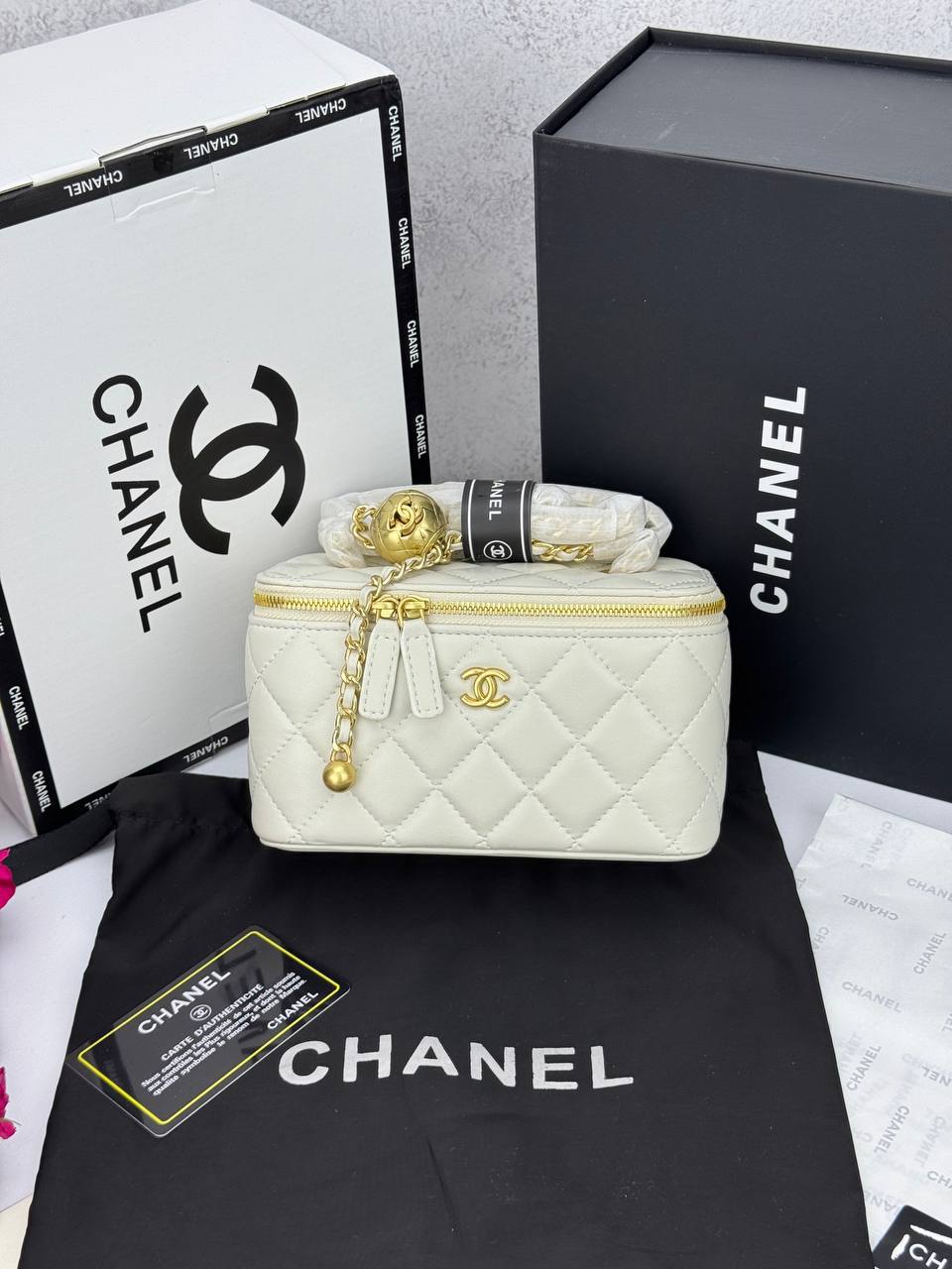 Chanel Classic White/ Gold
