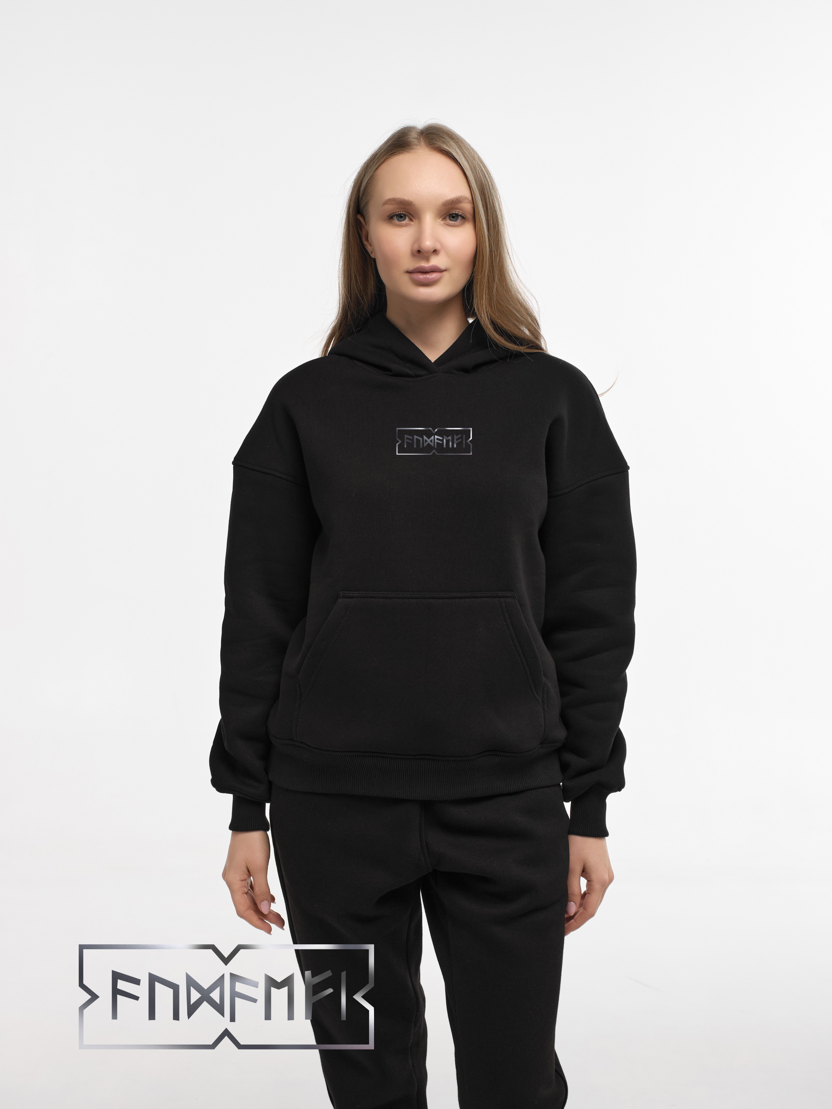 HOODIE "AUDAEFI" | POCKET | BLACK EMOTION | XH1