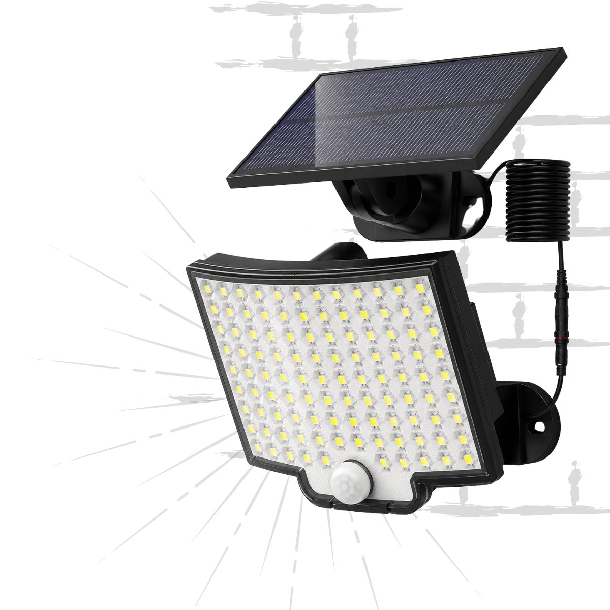 Сонячний LED прожектор з датчиком руху та пультом, 234 LED, IP65