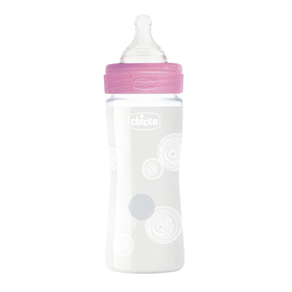 Пляшка скло Chicco Well-Being Physio, 240мл, соска силікон, 0м+