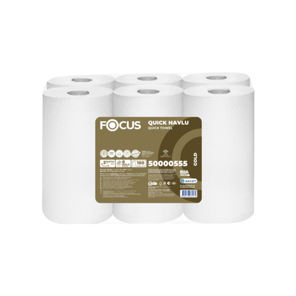 Рушники паперові ОПТОМ FOCUS QUICK TOWEL 150 Autocut, в рулонах, 2-шарові, 100% Cel, 6 рул/уп