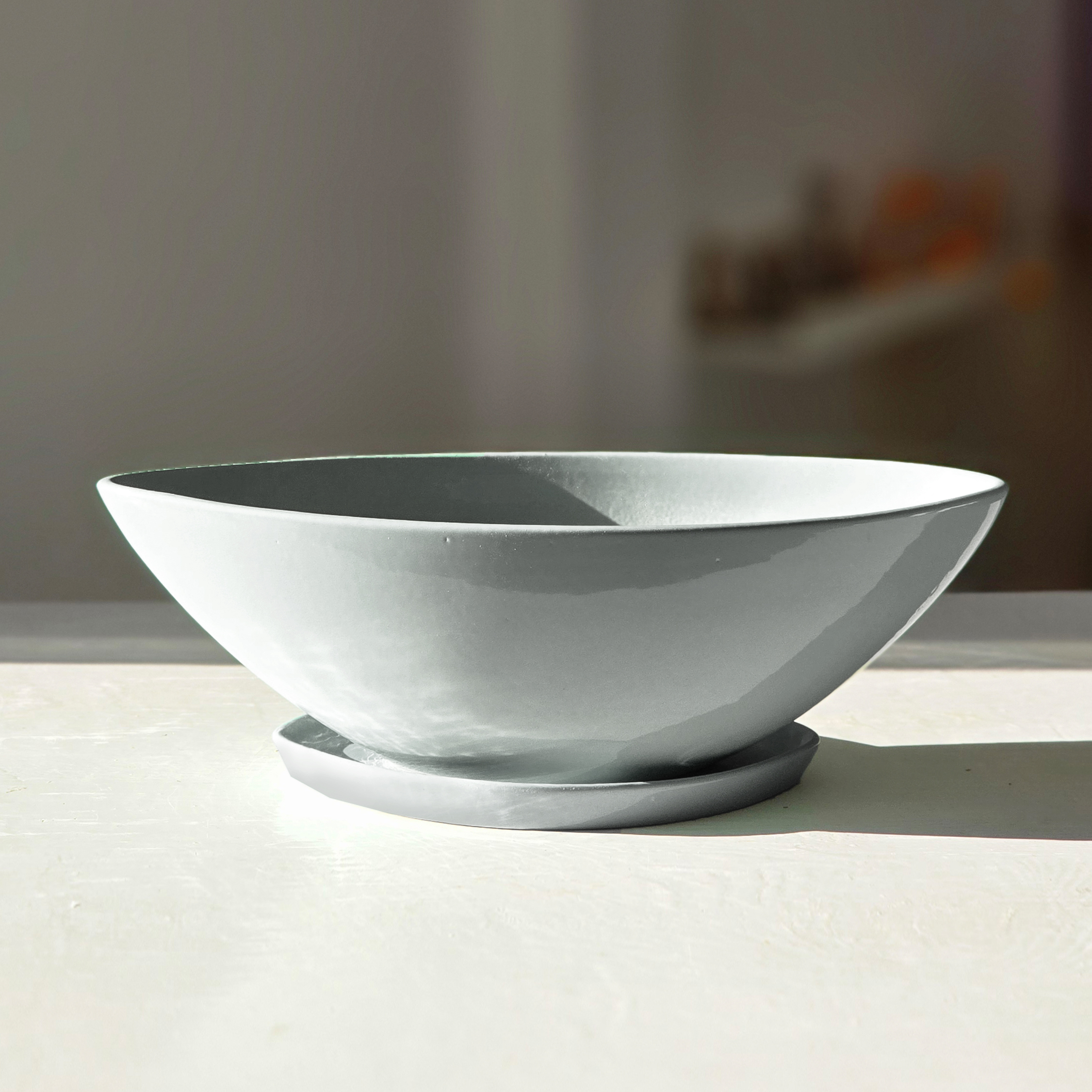 Горщик керамічний для квітів Човник 0,7 л Світло-сірий p054