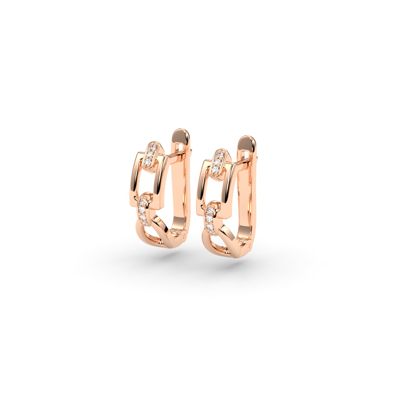 Golden Links – Elegante Ohrringe aus 585er Rotgold mit Zirkonia