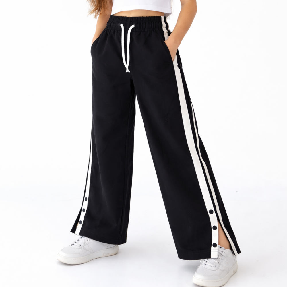 Чорні штани з лампасами для дівчат 4-16 років