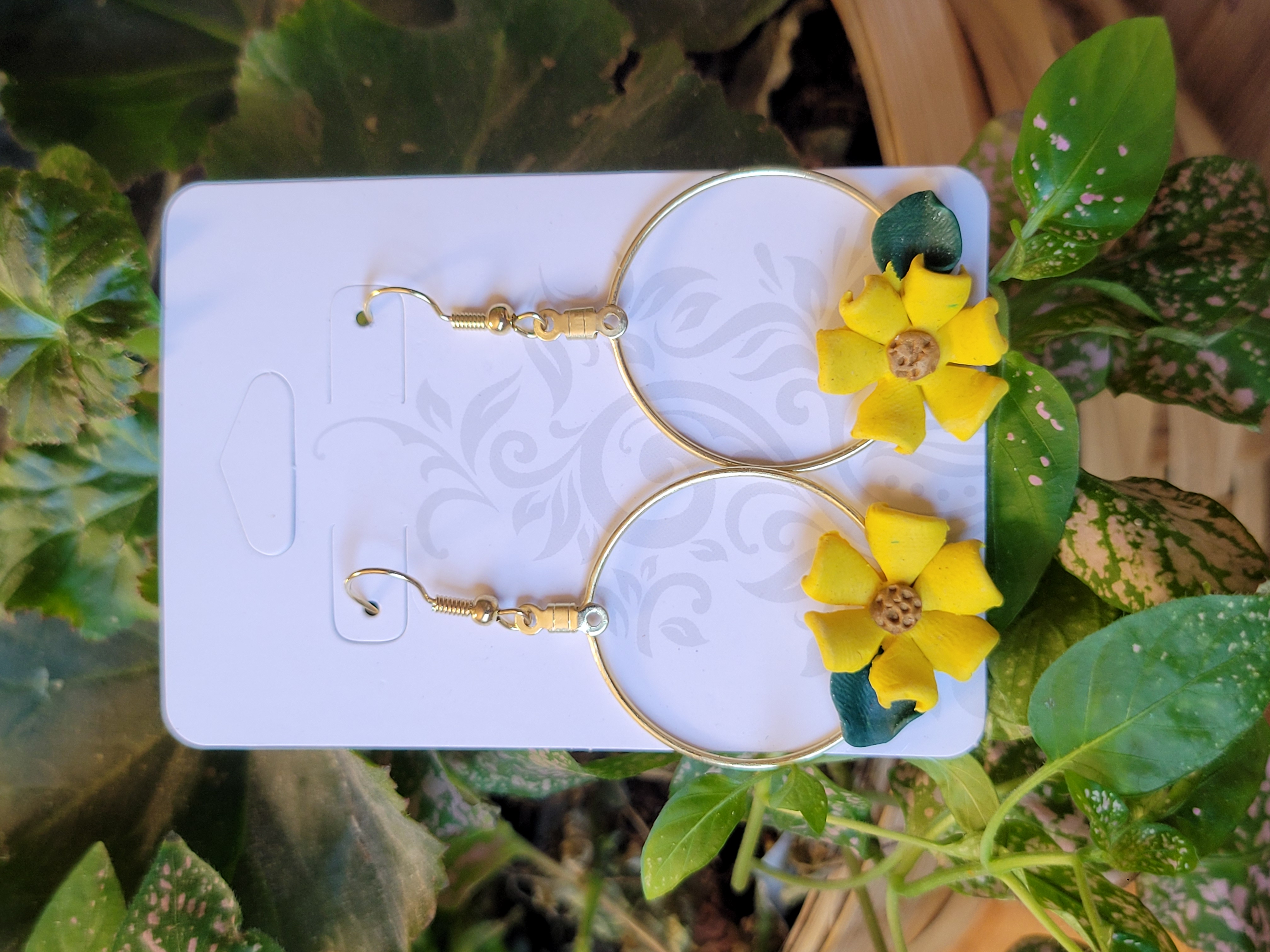 Yellow Flower Polymer Clay Earings