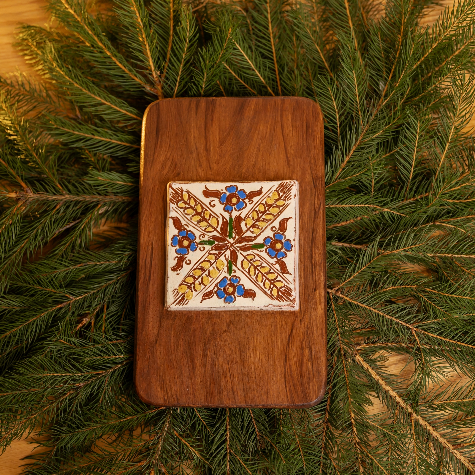 Плиточка на дереві "Колоски", 24,5*24,5 см