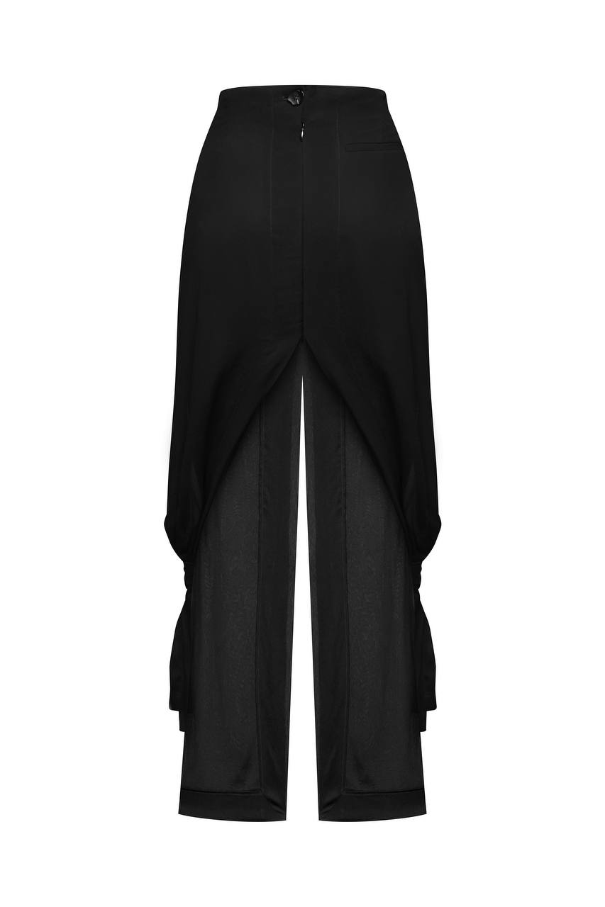Double-Layer Viscose Skirt with Knot Details