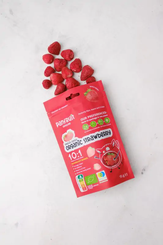 Сублімована полуниця ціла органічна - Panfruit, 15 g(г)
