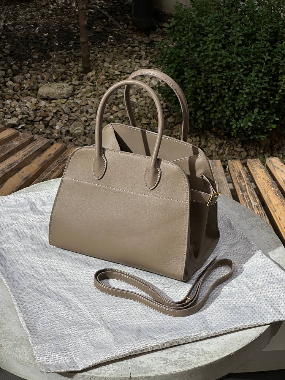 The Row Soft Margaux 26 Bag in Leather Brown Capucines