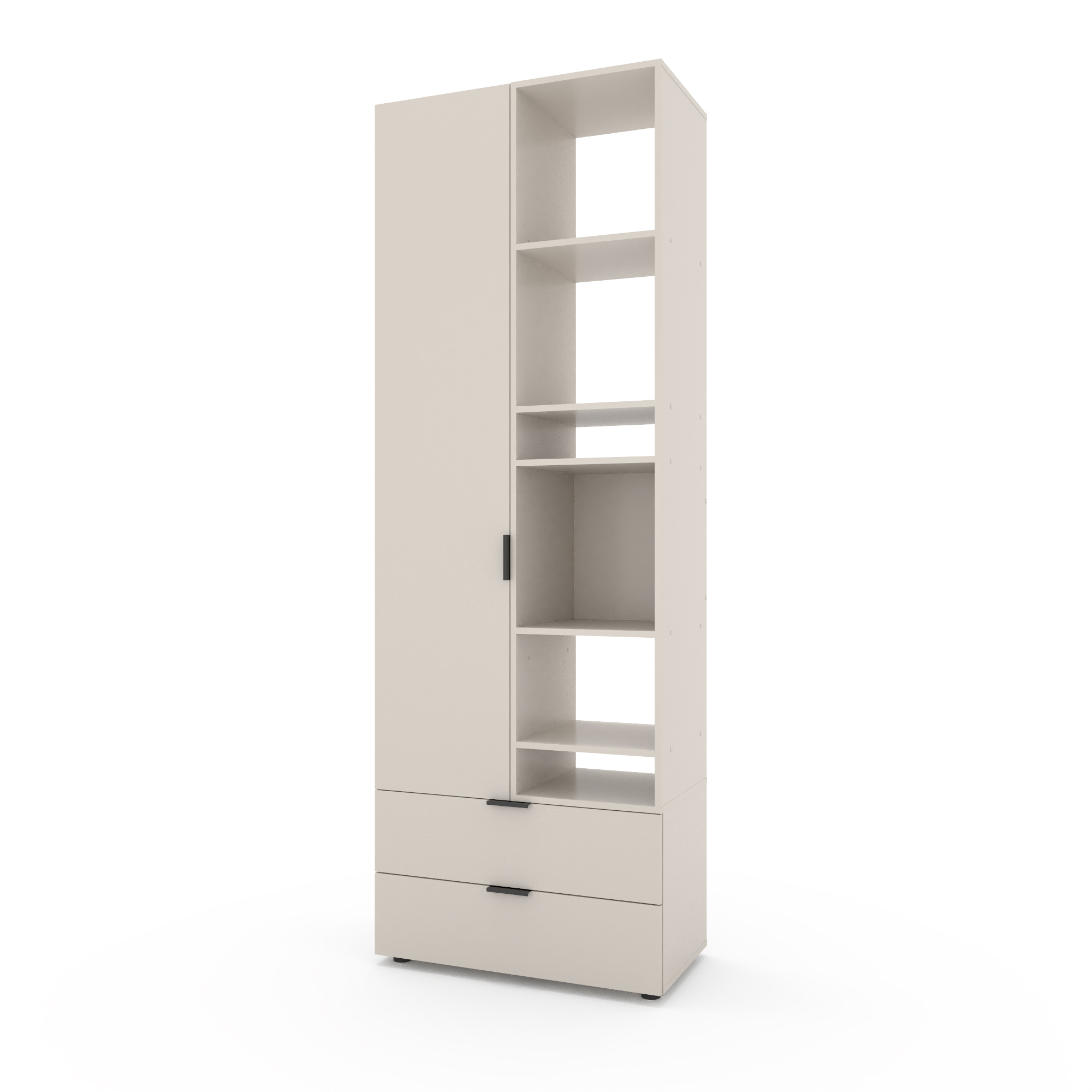 Однодверна розпашна шафа з полицями A001R 800/420/2300 мм., колір кашемір