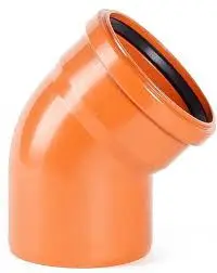 Коліно зовнішня каналізація Wavin Ø110 (15°; 22°;  30°; 45°; 67°; 90°)