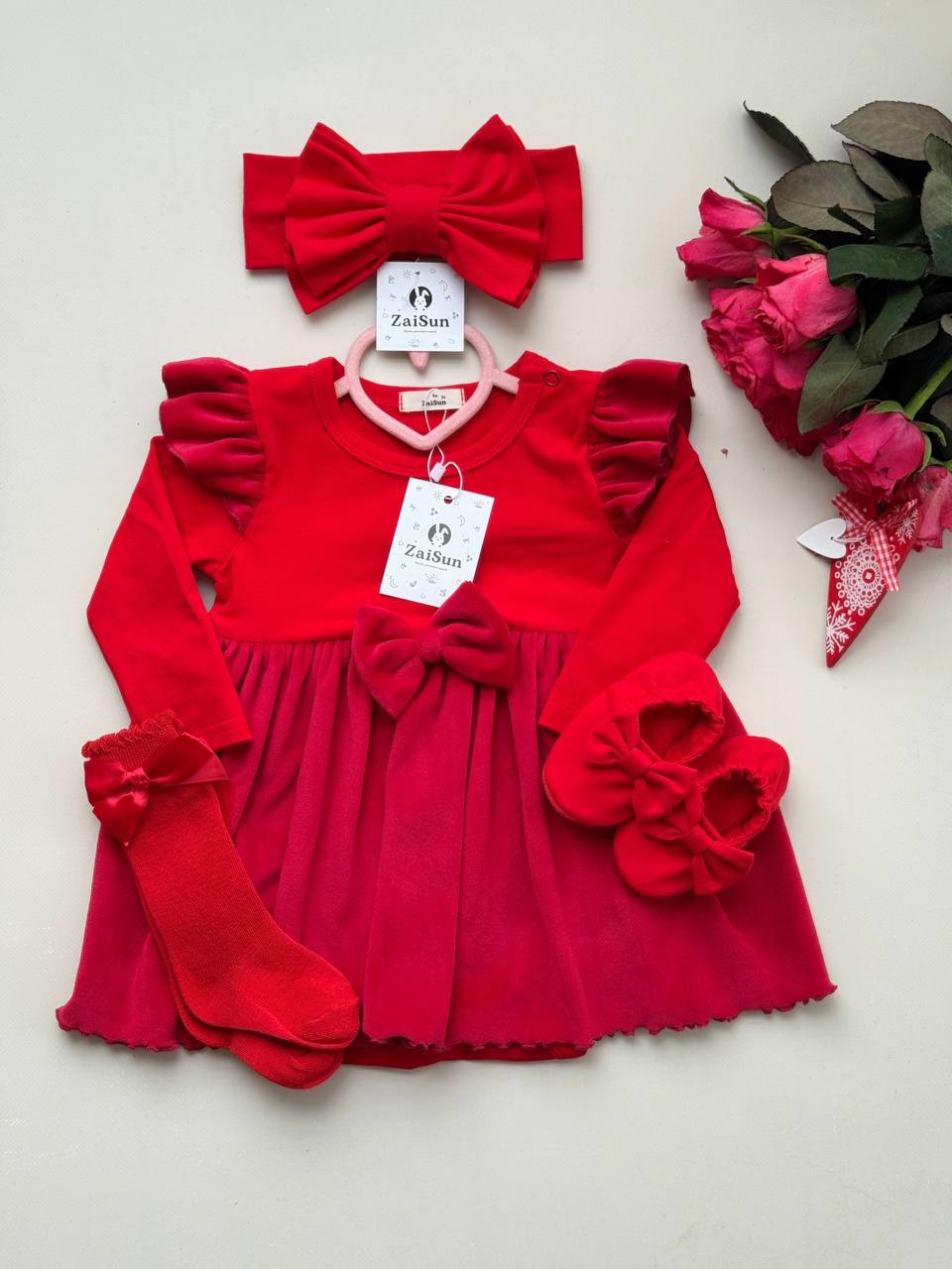 Дитяча сукня-боді з крильцями у червоному кольорі