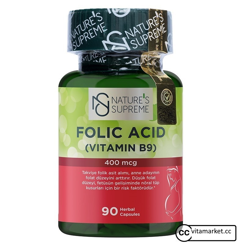 Nature’s Supreme Folic Acid 400 mcg – 90 Vegan Capsules | Prenatal Support