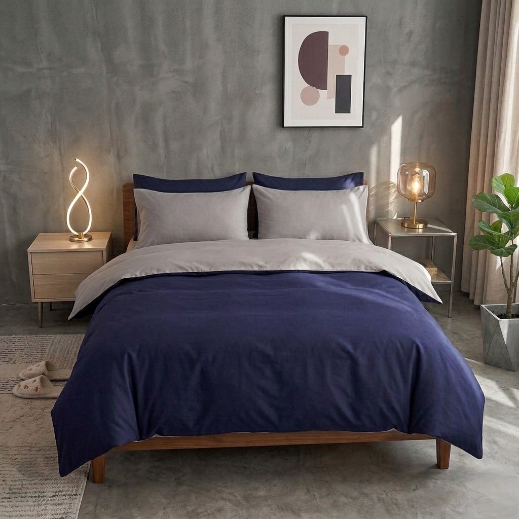 Постільна білизна з ранфорсу, колір Сірийі&Синій