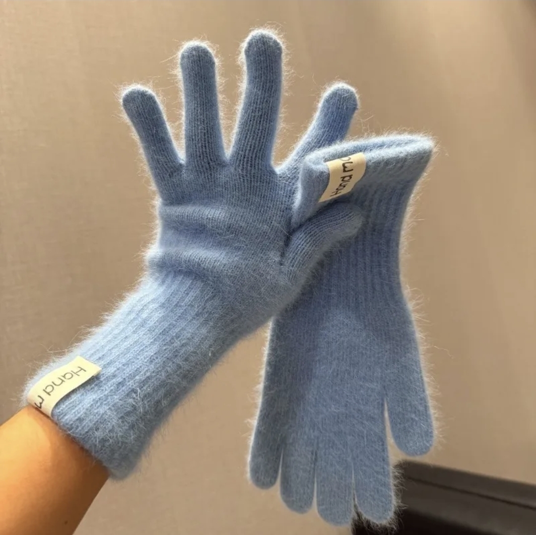 Рукавички довгі ангора блакитні