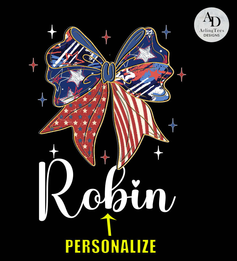 Personalized Patriotic Coquette Bow