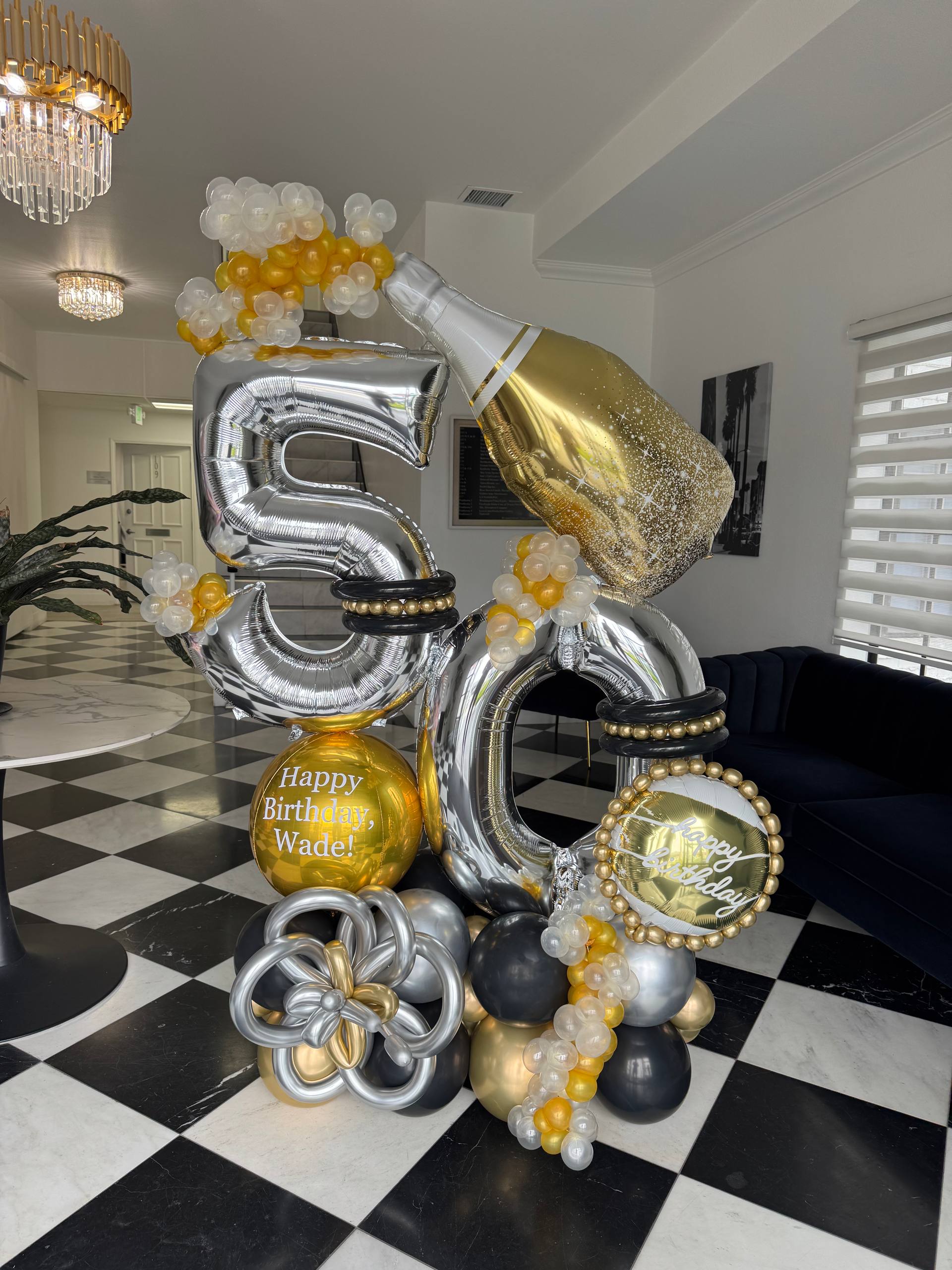 Glam Birthday Number Balloon Arrangement