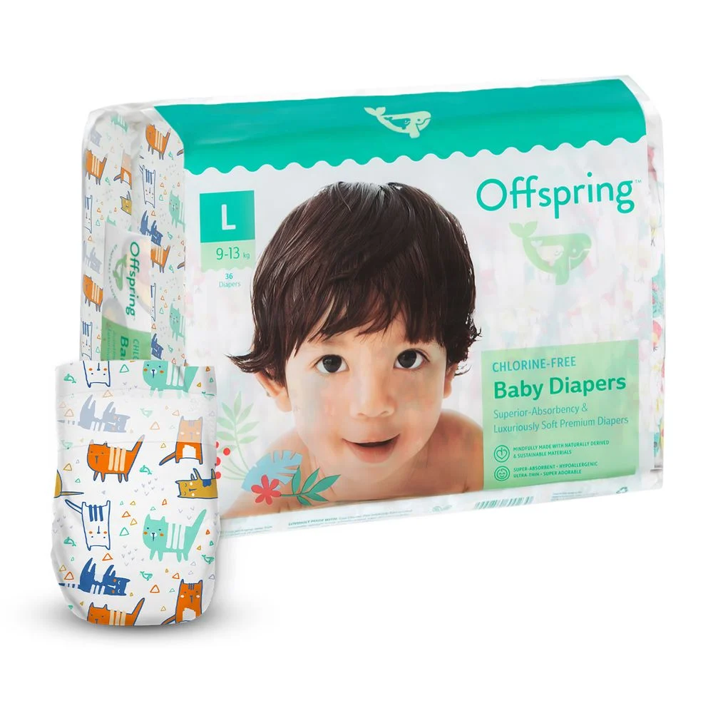 Підгузки Offspring Meow The Cat, розмір L, 9-13 кг, 36 шт.