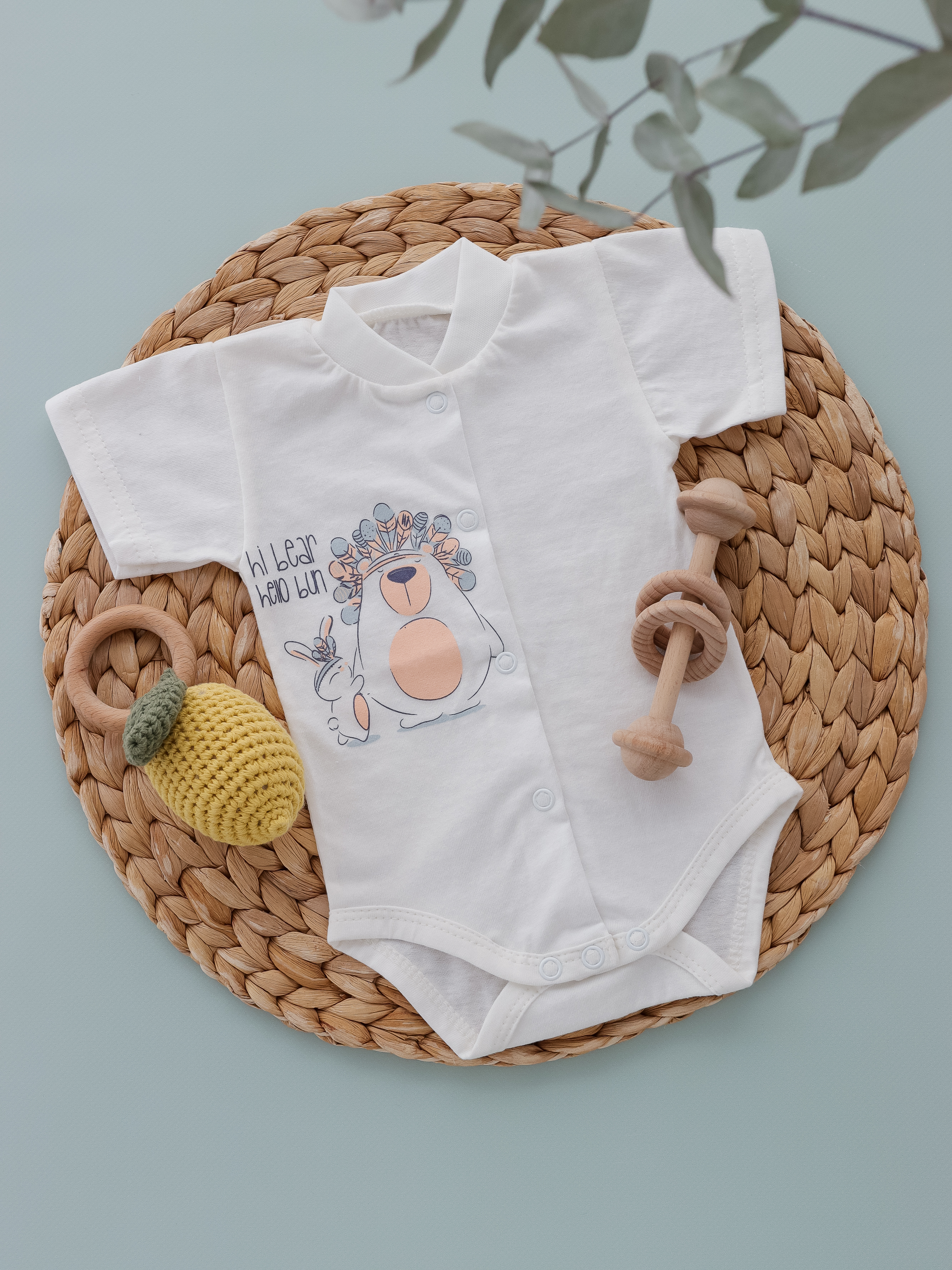 Дитячій боді для новонароджених малюків з коротким рукавом