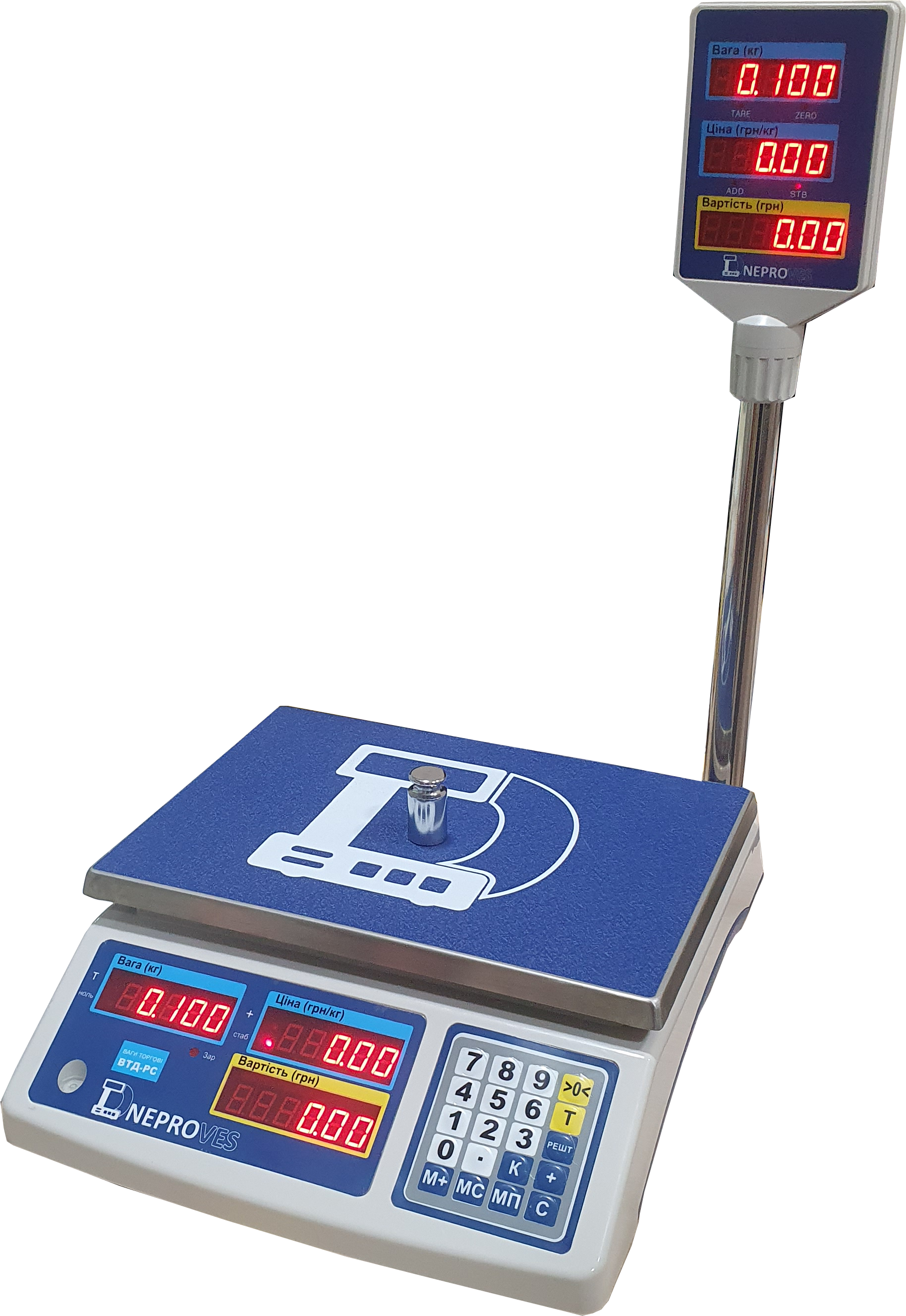 Ваги торгові РТД-РС зі стойкою, акумулятором для торгівлі, складів, оптових баз. Сумісно з ПРРО SM POS