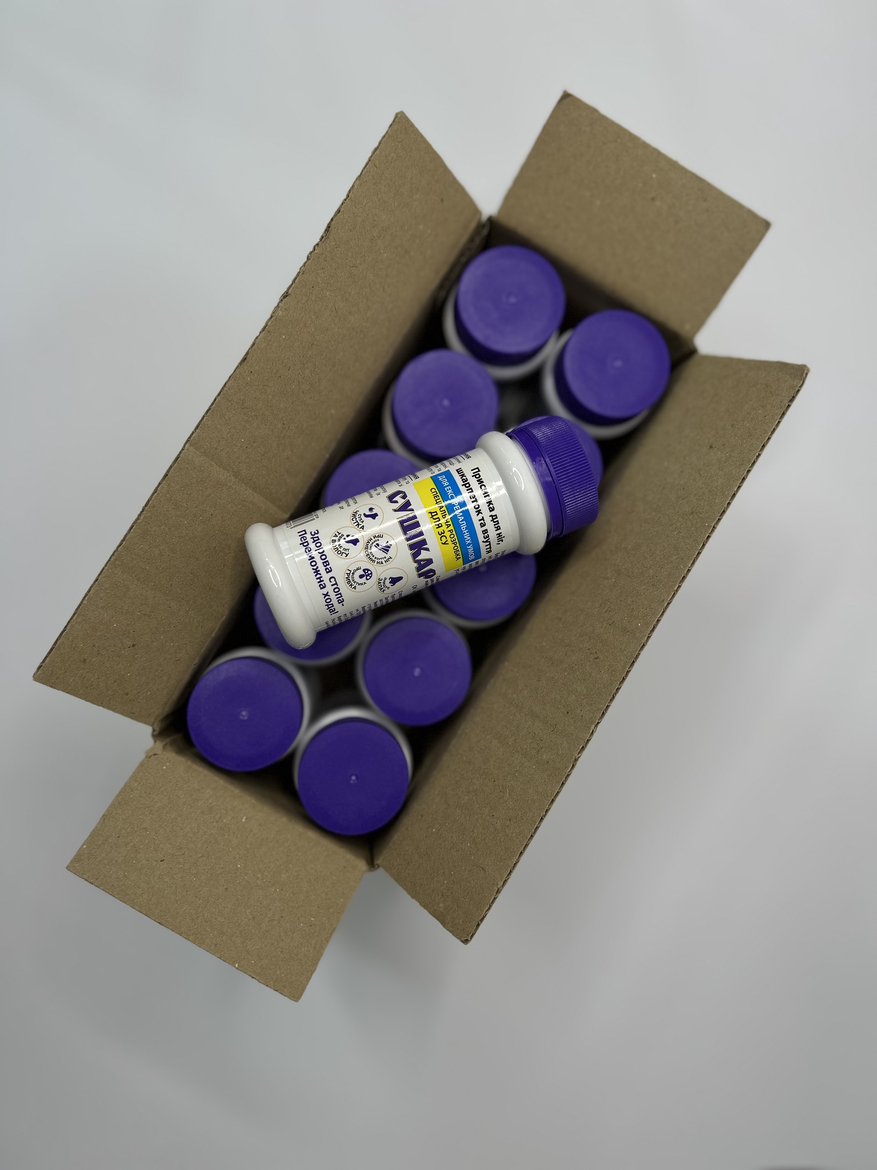 Присипка для ніг та тіла (шкарпеток та взуття), 100 мл. - упаковка 10 штук