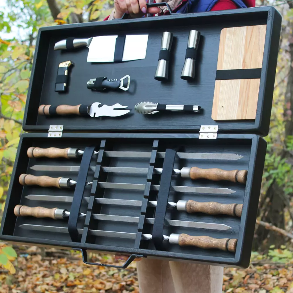 Набір шампурів в дерев'яній коробці ТРАДИЦІЙНИЙ