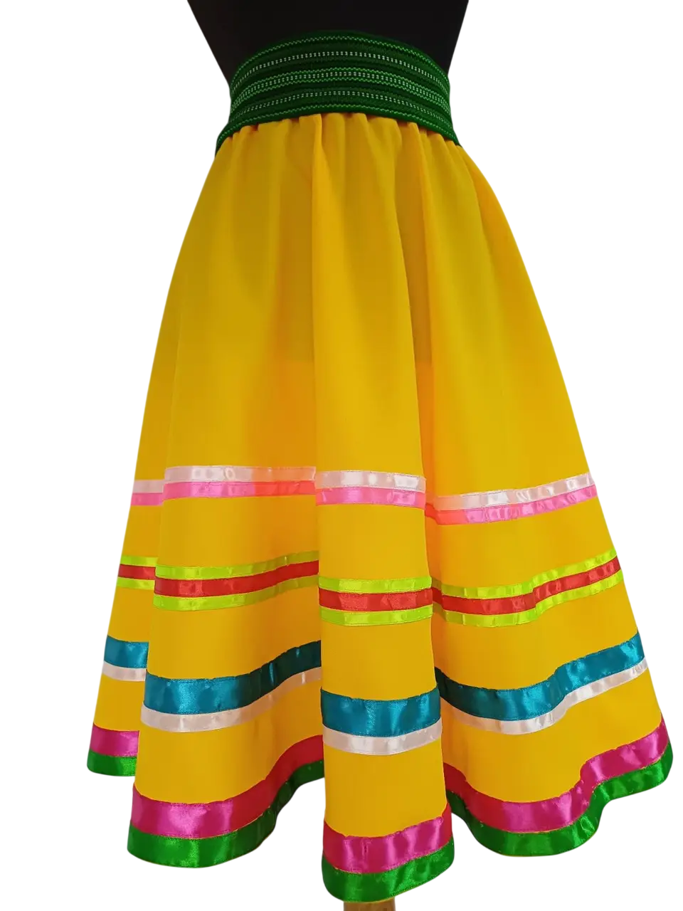 Спідниця напівкльош зі стрічками жовта