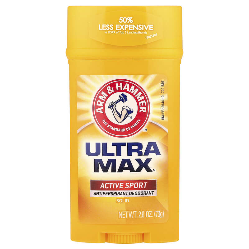 Arm & Hammer, UltraMax, твердий дезодорант-антиперспірант для чоловіків Active Sport, 73 г